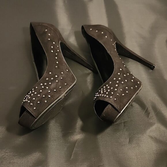 MARC FISHER JEWEL STUDDED EMBELLISHMENTS HIGH HEEL PEEP-TOE PUMP - Picture 14 of 16